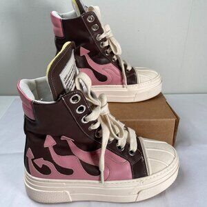 Christian Zerotre Calipsio Flame High Top Shoe Women's 40 Brown Pink Italy